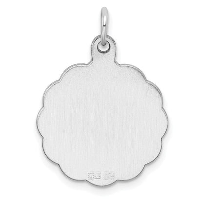 Sterlingsilber Rhodiniert-plt Gravierbar Poliert Vorderseite/satin Rückseite Plättchen Charm