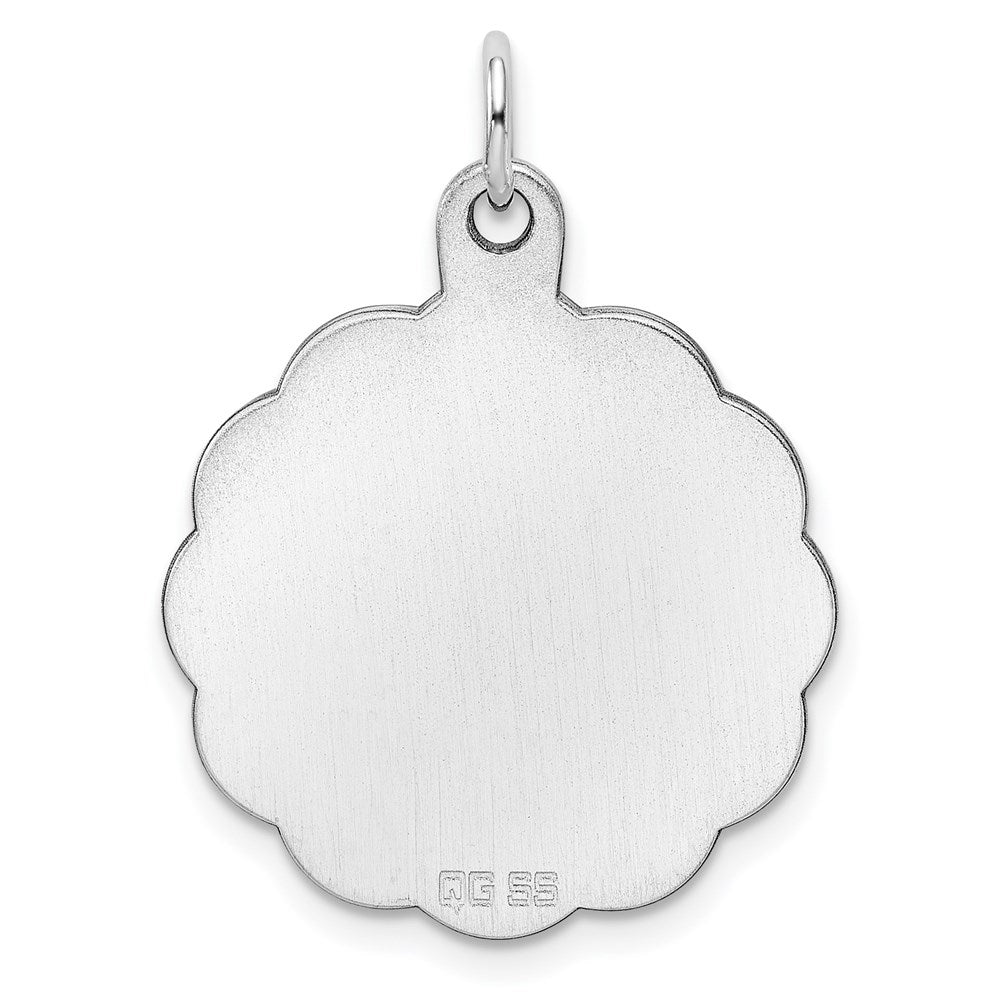 Sterlingsilber Rhodiniert-plt Gravierbar Poliert Vorderseite/satin Rückseite Plättchen Charm
