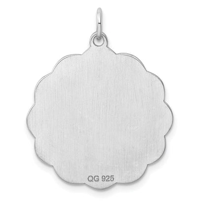 Sterlingsilber Rhodiniert-plt Gravierbar Poliert Vorderseite/satin Rückseite Plättchen Charm