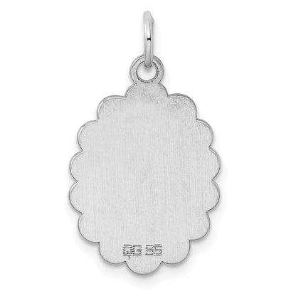 Sterlingsilber Rhodiniert-plt Gravierbar Poliert Vorderseite/satin Rückseite Plättchen Charm