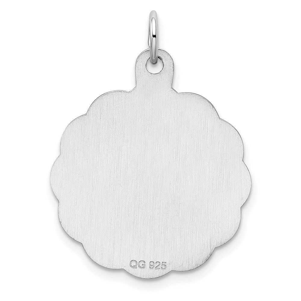 Sterlingsilber Rhodiniert-plt Gravierbar Poliert Vorderseite/satin Rückseite Plättchen Charm