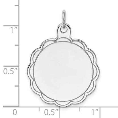 Sterlingsilber Rhodiniert-plt Gravierbar Poliert Vorderseite/satin Rückseite Plättchen Charm