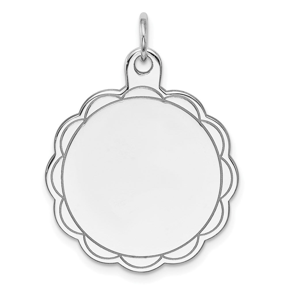 Sterlingsilber Rhodiniert-plt Gravierbar Poliert Vorderseite/satin Rückseite Plättchen Charm