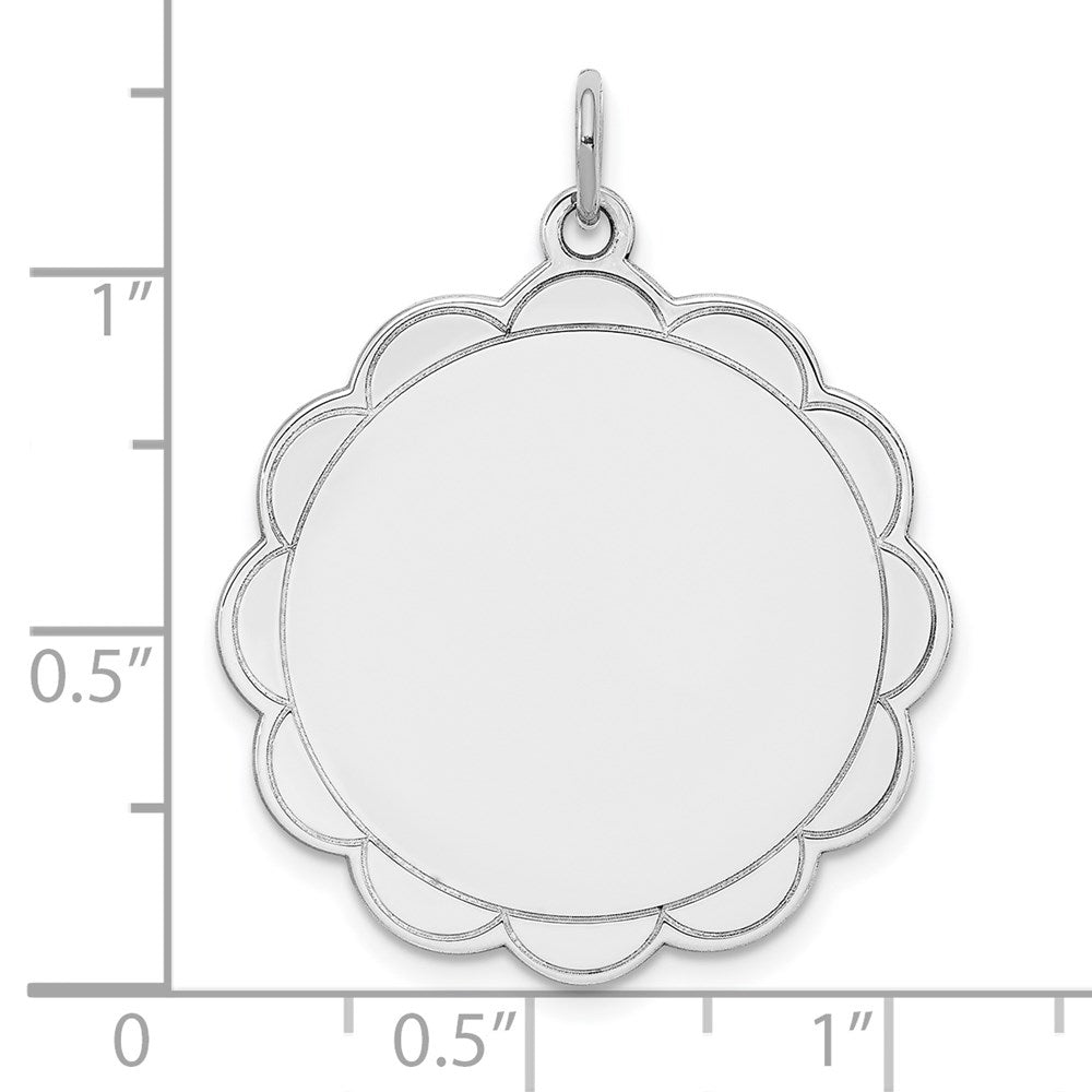 Sterlingsilber Rhodiniert-plt Gravierbar Poliert Vorderseite/satin Rückseite Plättchen Charm