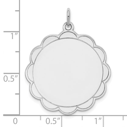 Sterlingsilber Rhodiniert-plt Gravierbar Poliert Vorderseite/satin Rückseite Plättchen Charm