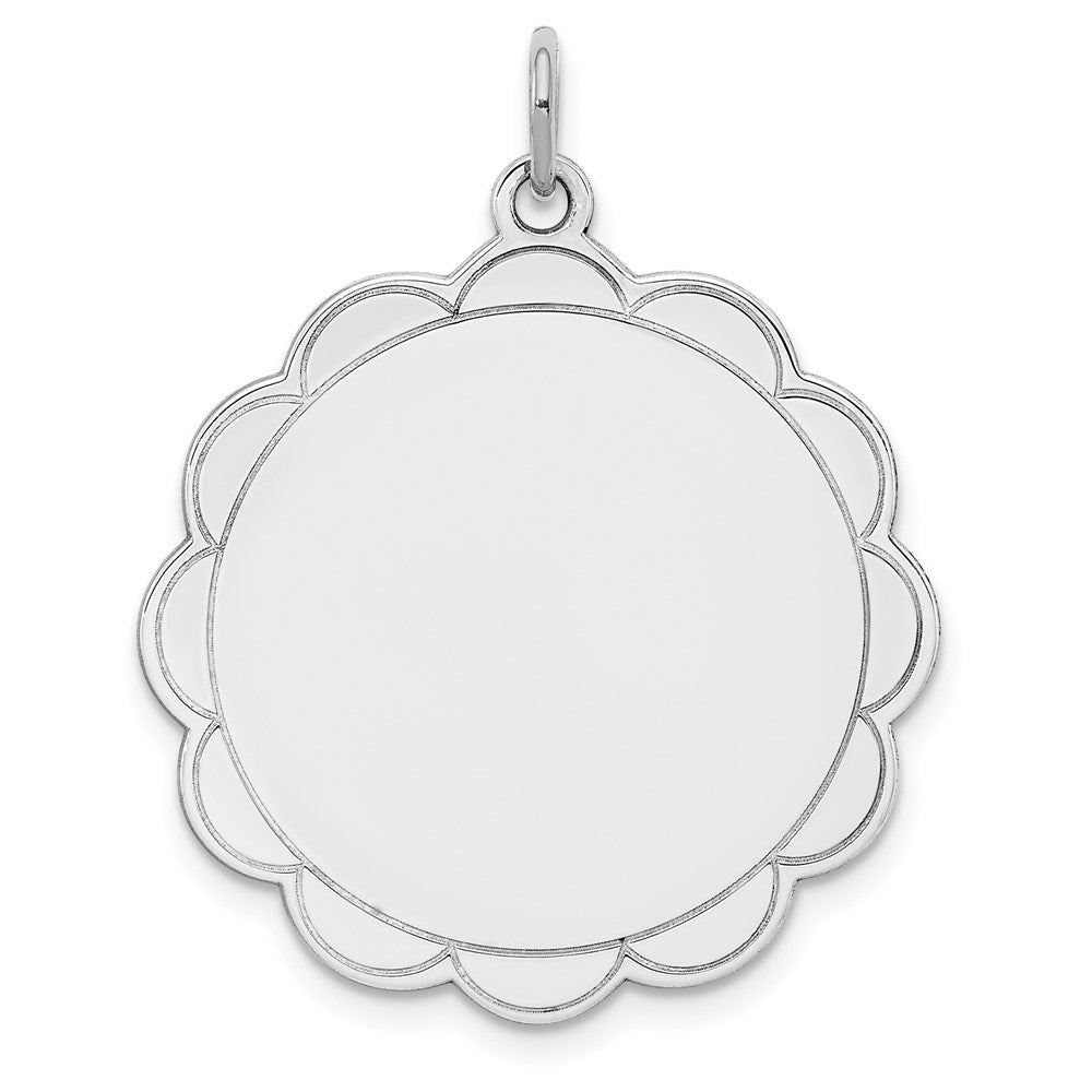 Sterlingsilber Rhodiniert-plt Gravierbar Poliert Vorderseite/satin Rückseite Plättchen Charm