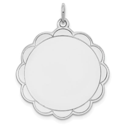 Sterlingsilber Rhodiniert-plt Gravierbar Poliert Vorderseite/satin Rückseite Plättchen Charm