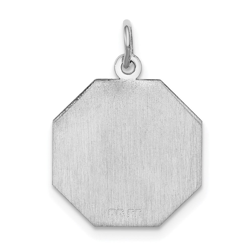 Sterlingsilber Ss Rhodiniert-plt Gravierbar Octagon Poliert Vorderseite/satin Rückseite Plättchen Charm