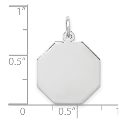 Sterlingsilber Ss Rhodiniert-plt Gravierbar Octagon Poliert Vorderseite/satin Rückseite Plättchen Charm