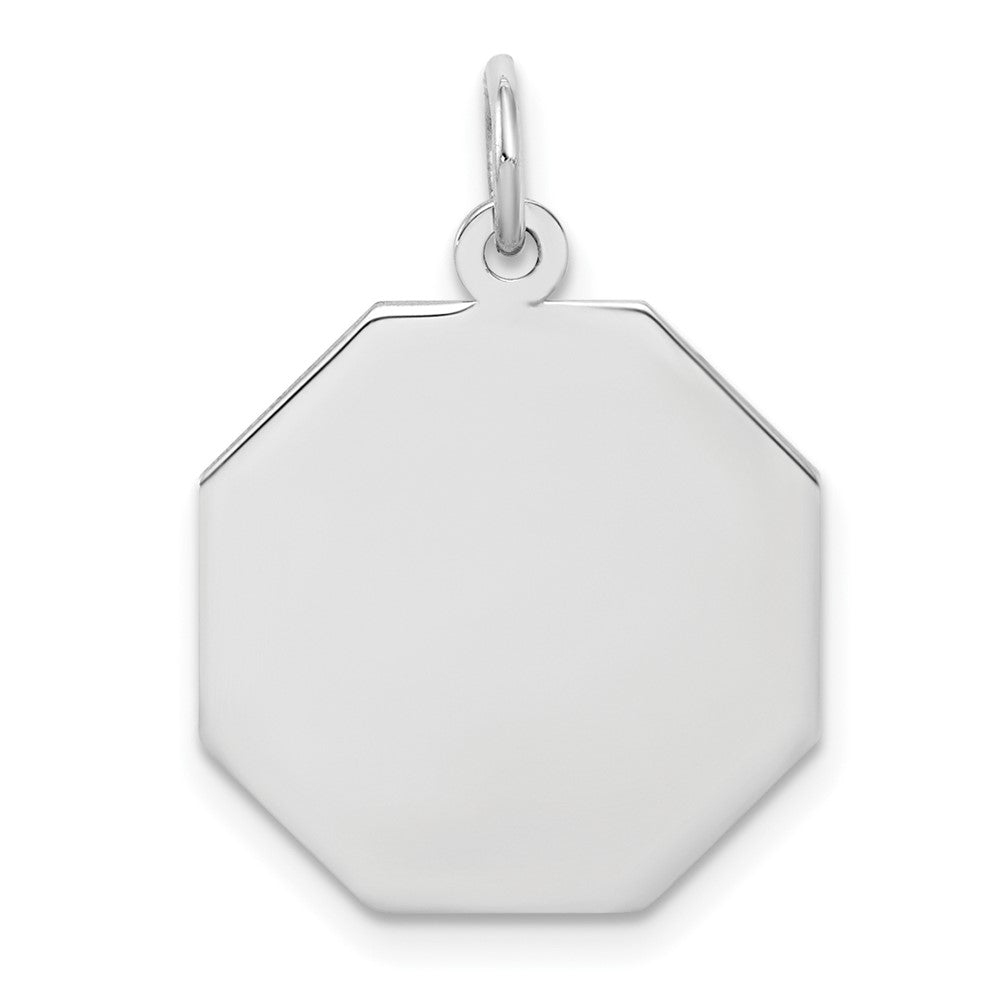 Sterlingsilber Ss Rhodiniert-plt Gravierbar Octagon Poliert Vorderseite/satin Rückseite Plättchen Charm