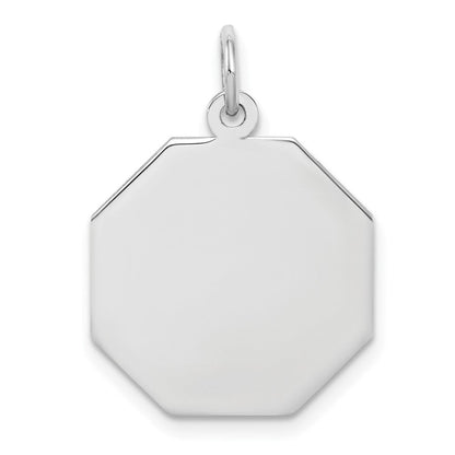 Sterlingsilber Ss Rhodiniert-plt Gravierbar Octagon Poliert Vorderseite/satin Rückseite Plättchen Charm