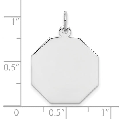 Sterlingsilber Ss Rhodiniert-plt Gravierbar Octagon Poliert Vorderseite/satin Rückseite Plättchen Charm