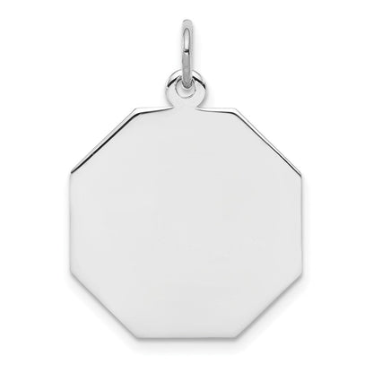 Sterlingsilber Ss Rhodiniert-plt Gravierbar Octagon Poliert Vorderseite/satin Rückseite Plättchen Charm