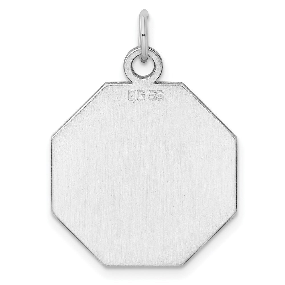 Sterlingsilber Ss Rhodiniert-plt Gravierbar Octagon Poliert Vorderseite/satin Rückseite Plättchen Charm