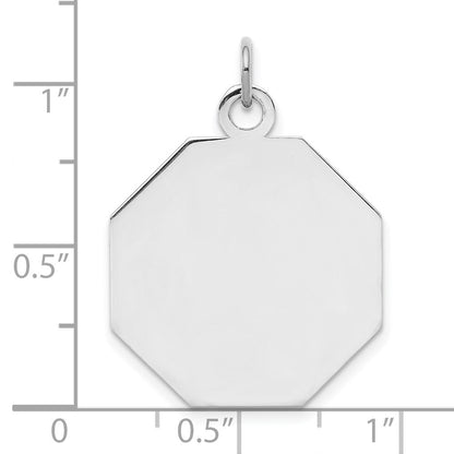 Sterlingsilber Ss Rhodiniert-plt Gravierbar Octagon Poliert Vorderseite/satin Rückseite Plättchen Charm
