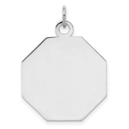 Sterlingsilber Ss Rhodiniert-plt Gravierbar Octagon Poliert Vorderseite/satin Rückseite Plättchen Charm
