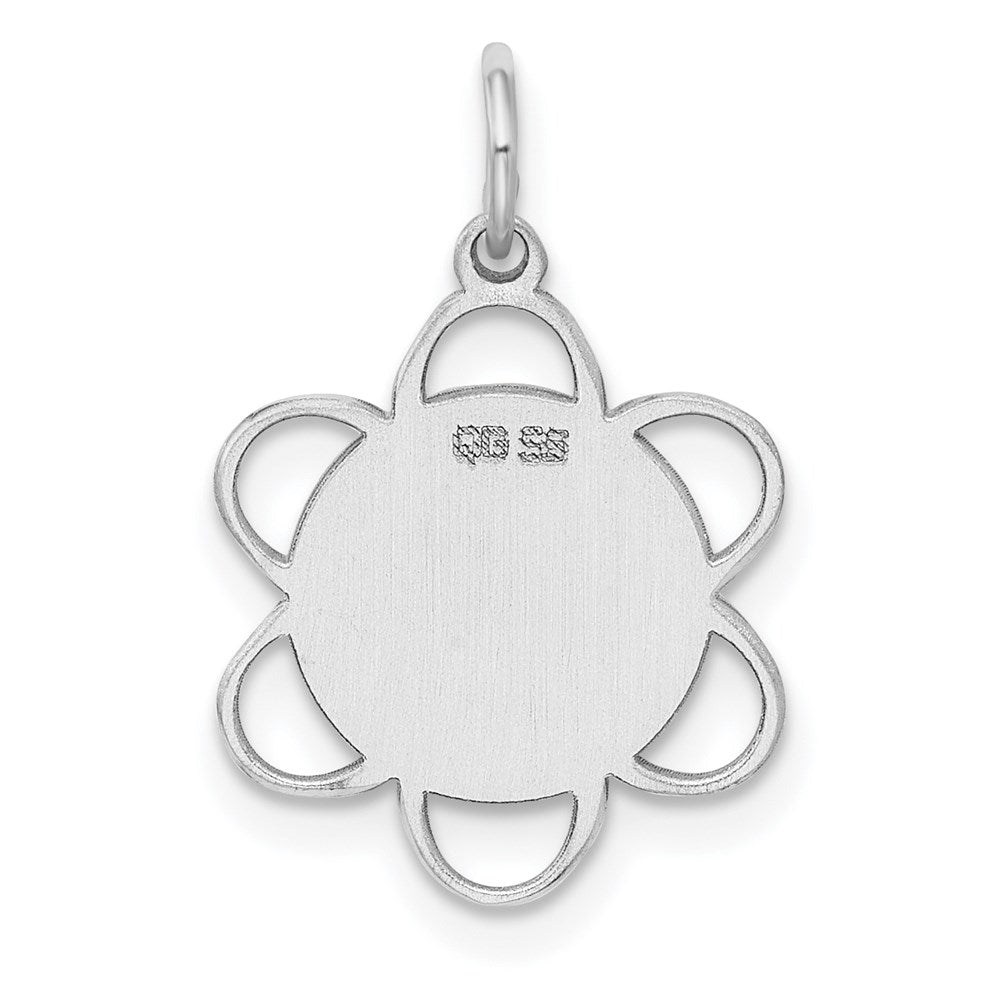 Sterlingsilber Rhodiniert-plt Gravierbar Poliert Vorderseite/satin Rückseite Plättchen Charm