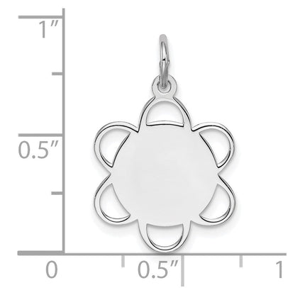 Sterlingsilber Rhodiniert-plt Gravierbar Poliert Vorderseite/satin Rückseite Plättchen Charm