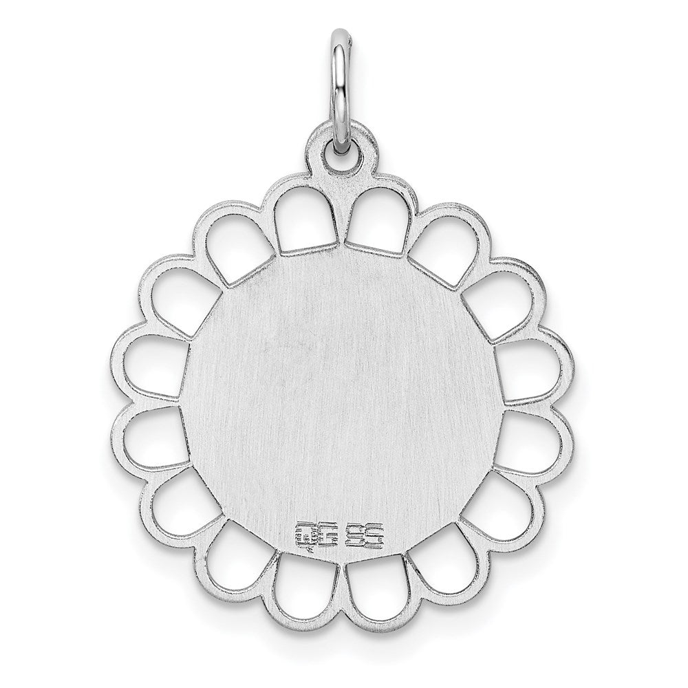 Sterlingsilber Rhodiniert-plt Gravierbar Poliert Vorderseite/satin Rückseite Plättchen Charm