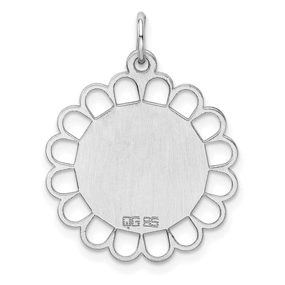 Sterlingsilber Rhodiniert-plt Gravierbar Poliert Vorderseite/satin Rückseite Plättchen Charm