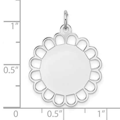 Sterlingsilber Rhodiniert-plt Gravierbar Poliert Vorderseite/satin Rückseite Plättchen Charm