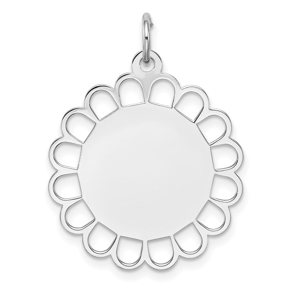 Sterlingsilber Rhodiniert-plt Gravierbar Poliert Vorderseite/satin Rückseite Plättchen Charm