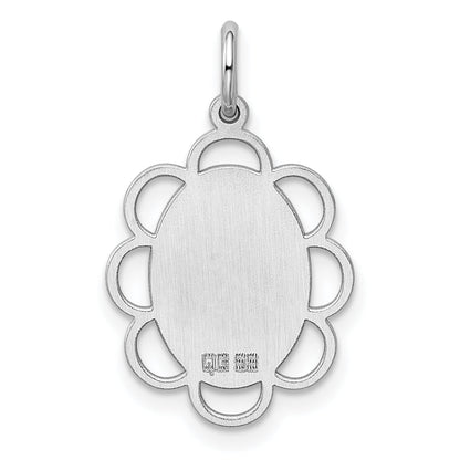 Sterlingsilber Rhodiniert-plt Gravierbar Poliert Vorderseite/satin Rückseite Plättchen Charm