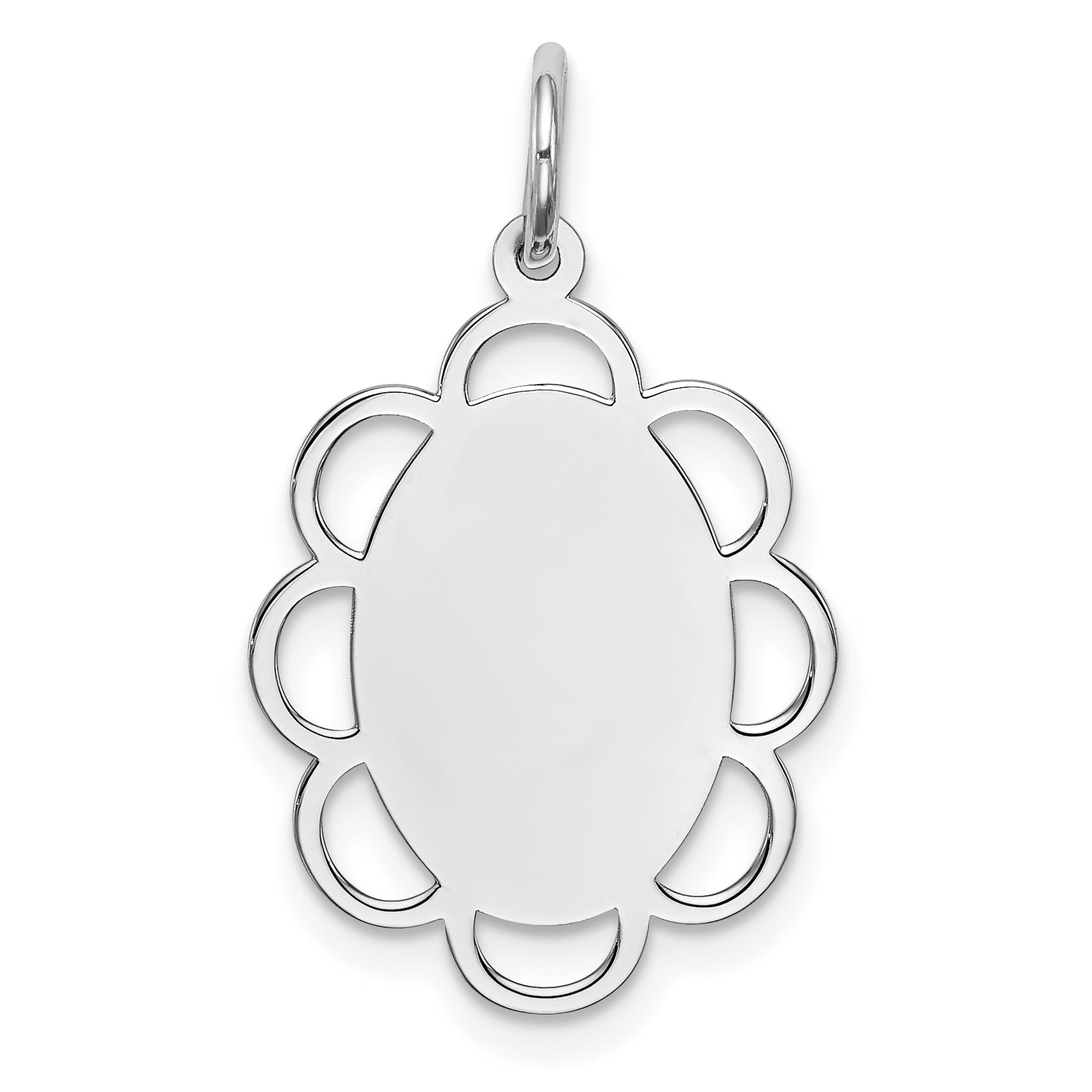Sterlingsilber Rhodiniert-plt Gravierbar Poliert Vorderseite/satin Rückseite Plättchen Charm