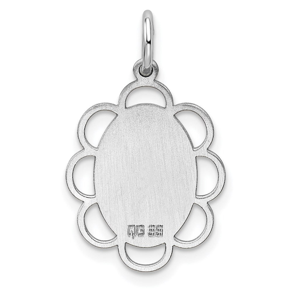 Sterlingsilber Rhodiniert-plt Gravierbar Poliert Vorderseite/satin Rückseite Plättchen Charm