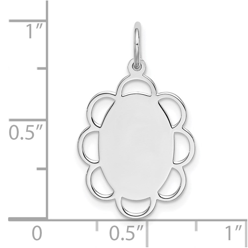 Sterlingsilber Rhodiniert-plt Gravierbar Poliert Vorderseite/satin Rückseite Plättchen Charm