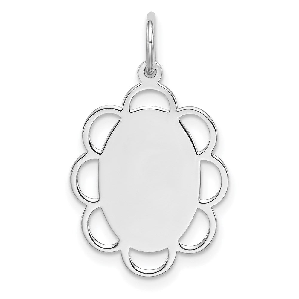 Sterlingsilber Rhodiniert-plt Gravierbar Poliert Vorderseite/satin Rückseite Plättchen Charm