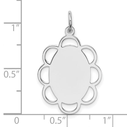 Sterlingsilber Rhodiniert-plt Gravierbar Poliert Vorderseite/satin Rückseite Plättchen Charm