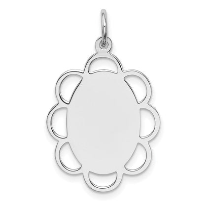 Sterlingsilber Rhodiniert-plt Gravierbar Poliert Vorderseite/satin Rückseite Plättchen Charm