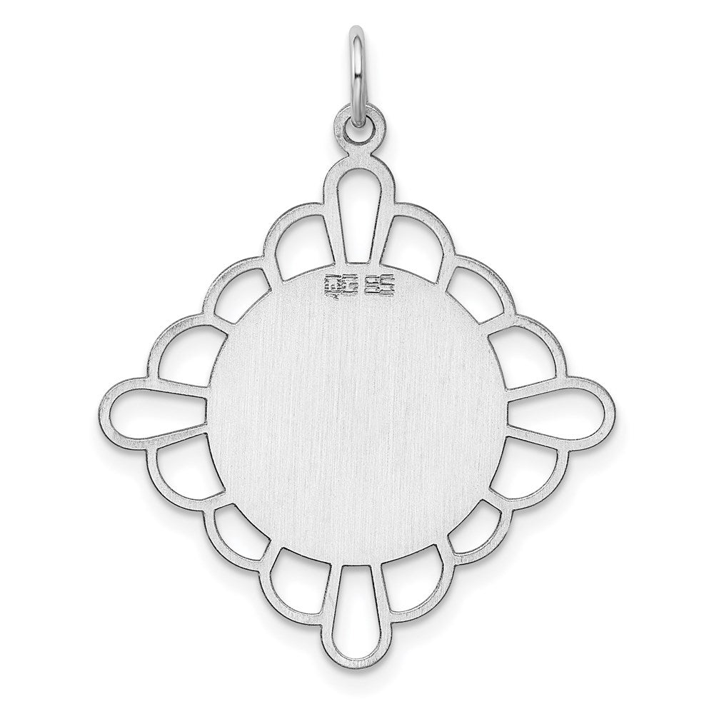 Sterlingsilber Rhodiniert-plt Gravierbar Poliert Vorderseite/satin Rückseite Plättchen Charm