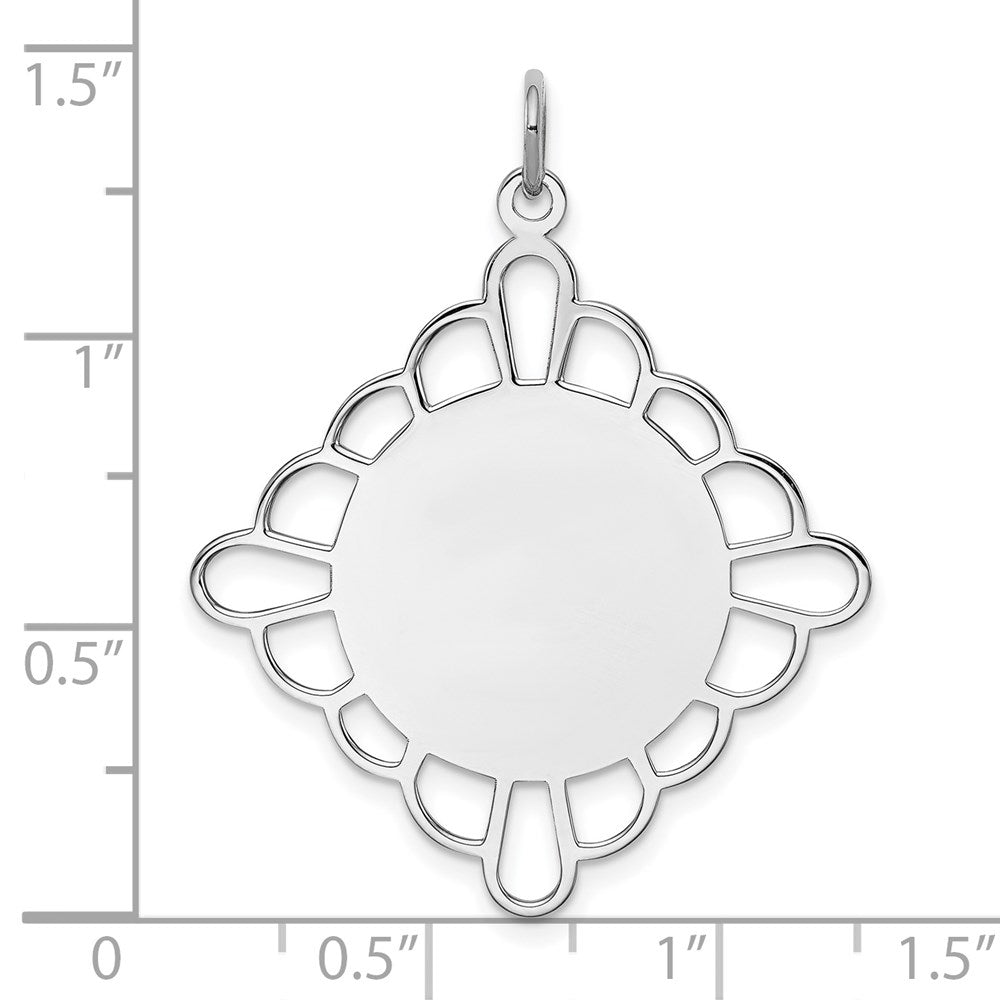 Sterlingsilber Rhodiniert-plt Gravierbar Poliert Vorderseite/satin Rückseite Plättchen Charm