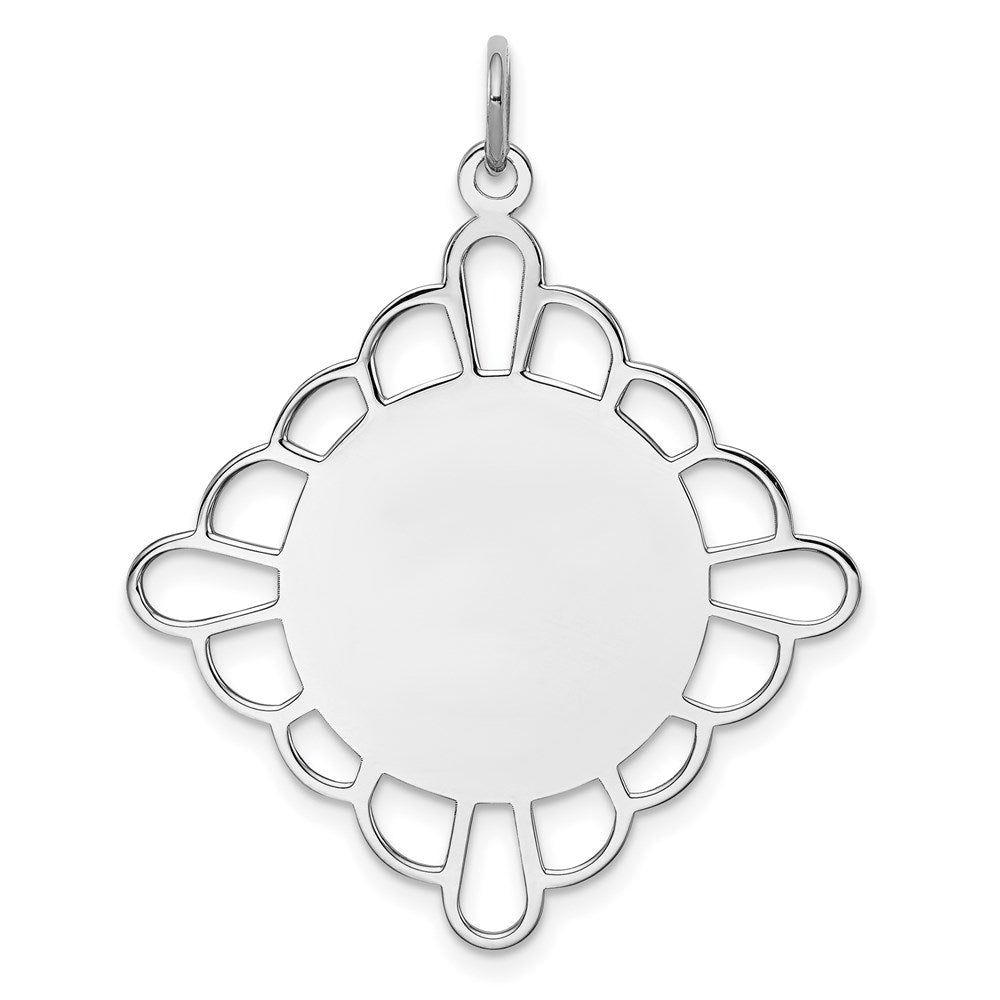 Sterlingsilber Rhodiniert-plt Gravierbar Poliert Vorderseite/satin Rückseite Plättchen Charm