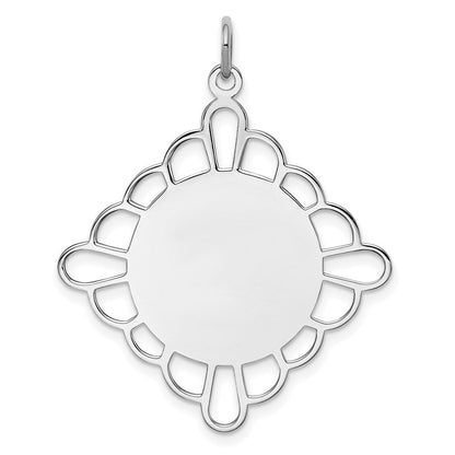 Sterlingsilber Rhodiniert-plt Gravierbar Poliert Vorderseite/satin Rückseite Plättchen Charm