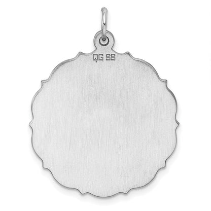 Sterlingsilber Rhodiniert-plt Gravierbar Poliert Vorderseite/satin Rückseite Plättchen Charm