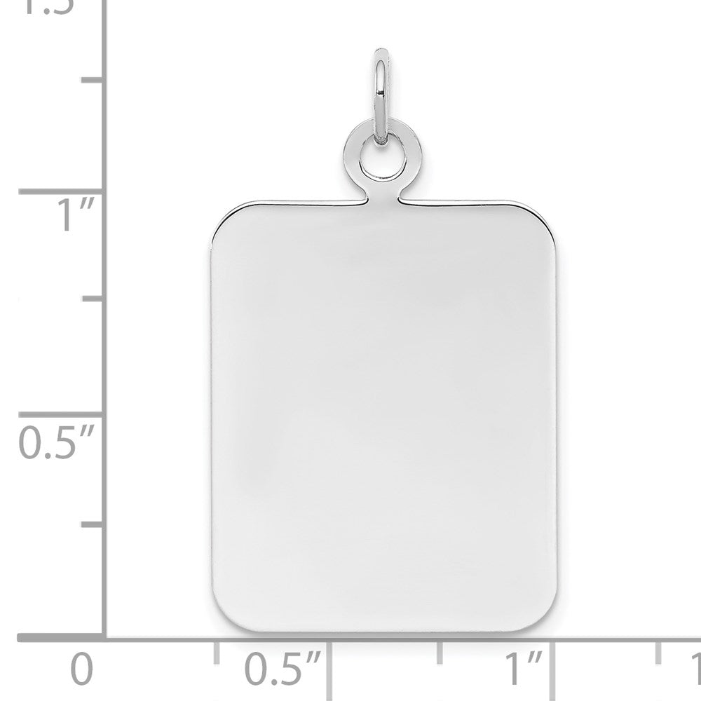 Sterlingsilber Sterl Rhodiniert-plt Gravierbar Rechteck Poliert Vorderseite/back Plättchen Charm