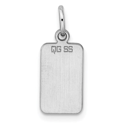 Sterlingsilber Sterl Rhodiniert-plt Gravierbar Rechteck Poliert Vorderseite/back Plättchen Charm