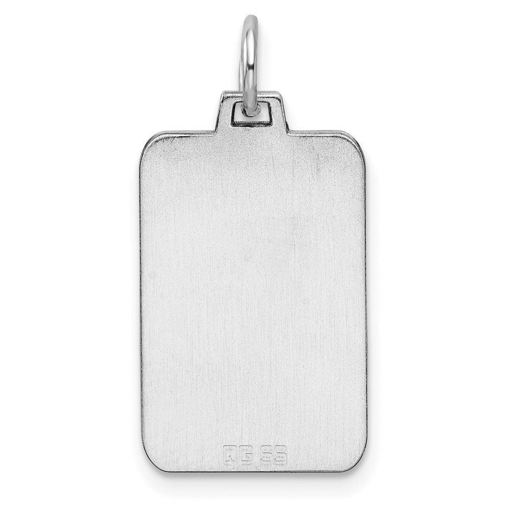 Sterlingsilber Rhod.-beschichtet Eng. Rect. Poliert Vorderseite/satin Rückseite Plättchen Charm