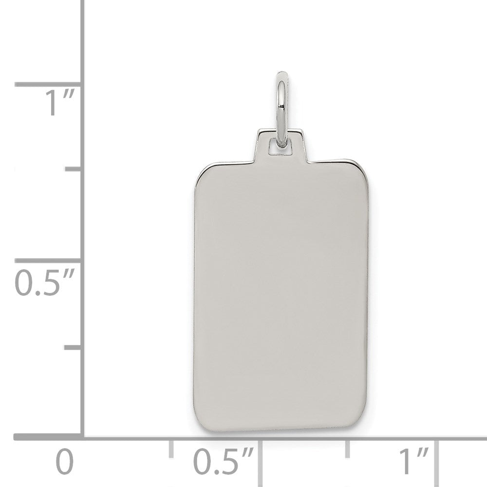 Sterlingsilber Rhod.-beschichtet Eng. Rect. Poliert Vorderseite/satin Rückseite Plättchen Charm