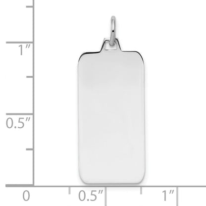 Sterlingsilber Rhod-plate Eng. Rect. Poliert Vorderseite/satin Rückseite Plättchen Charm