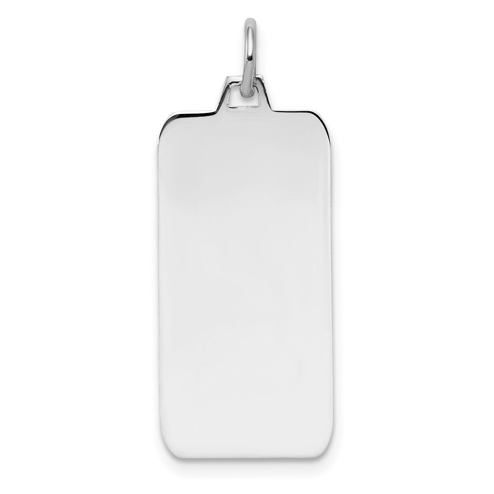 Sterlingsilber Rhod-plate Eng. Rect. Poliert Vorderseite/satin Rückseite Plättchen Charm