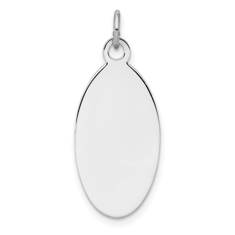 Sterlingsilber Sterl Rhodiniert-plt Gravierbar Oval Poliert Vorderseite/satin Rückseite Plättchen Charm