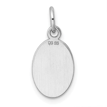 Sterlingsilber Sterl Rhodiniert-plt Gravierbar Oval Poliert Vorderseite/satin Rückseite Plättchen Charm
