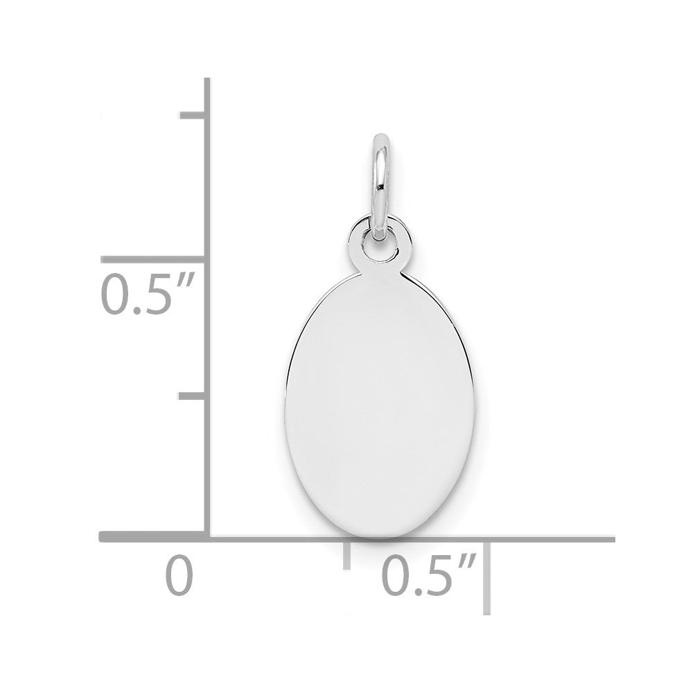 Sterlingsilber Rhodiniert-plt Gravierbar Oval Poliert Vorderseite/back Plättchen Charm