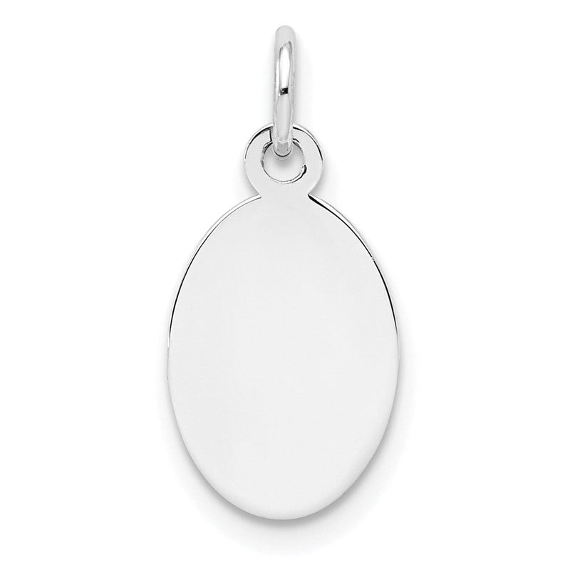 Sterlingsilber Sterl Rhodiniert-plt Gravierbar Oval Poliert Vorderseite/satin Rückseite Plättchen Charm