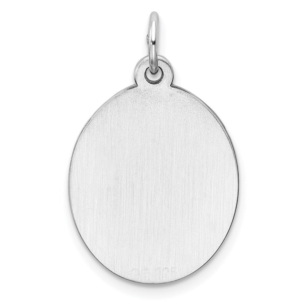 Sterlingsilber Rhod-plate Eng. Oval Poliert Vorderseite/satin Rückseite Plättchen Charm