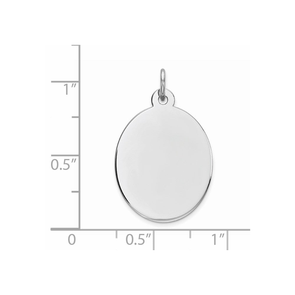 Sterlingsilber Rhod-plate Eng. Oval Poliert Vorderseite/back Plättchen Charm